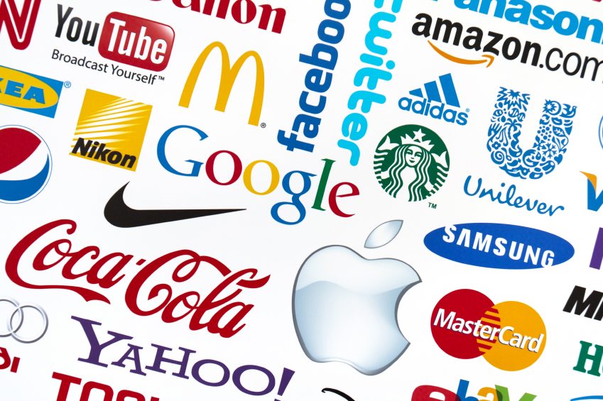 Kiev, Ukraine - February 21, 2012 - A logotype collection of well-known world brand's printed on paper. Include Google, Mc'Donald's, Nike, Coca-Cola, Facebook, Apple, Yahoo, Nikon, YouTube, Adidas, Amazon.com, Unilever, Twitter, Mastercard, Samsung, Canon and Starbuck's logos.